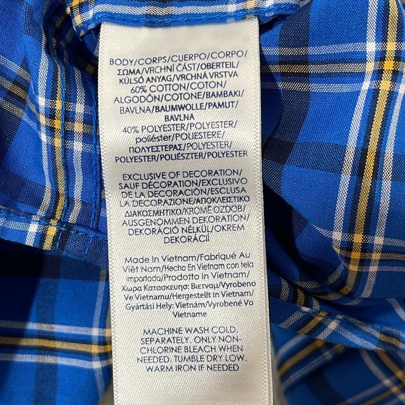 Chaps Blue Plaid Easy Care Button Front Long Sleeves Pocket Shirt Size Large NEW - Picture 10 of 10